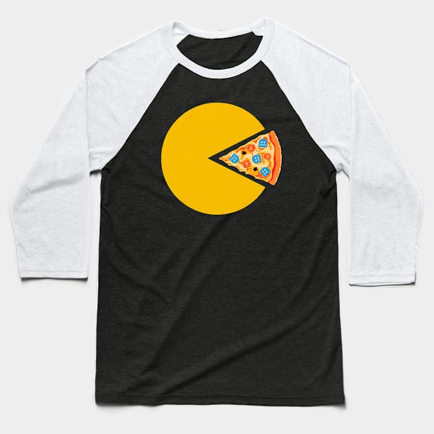 Pac-Pizza Baseball T-Shirt by palitosci